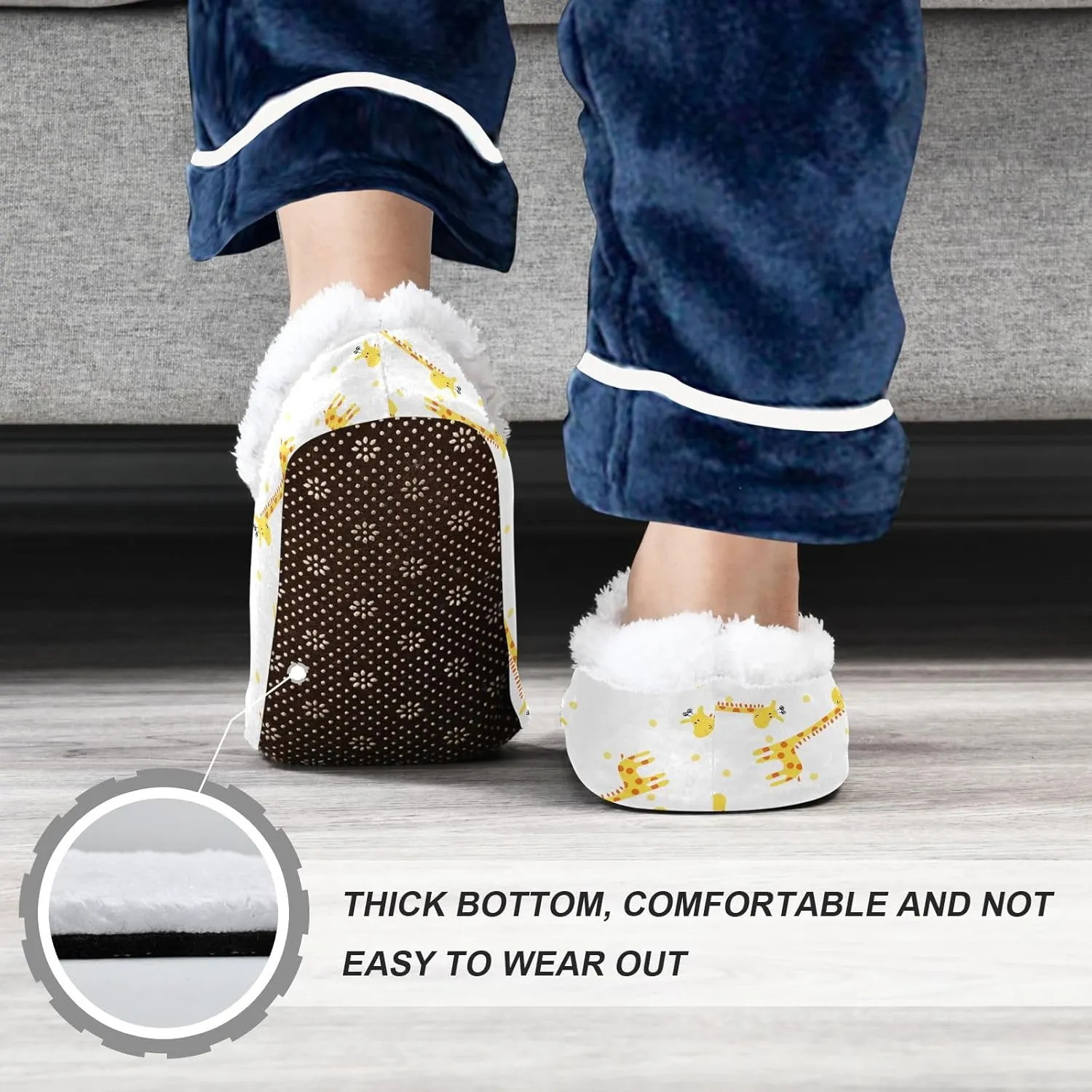 Kids Winter Slippers for Boys Girls Giraffe Cartoon Animal Funny Warm Soft Non Slip House Slippers Children Indoor