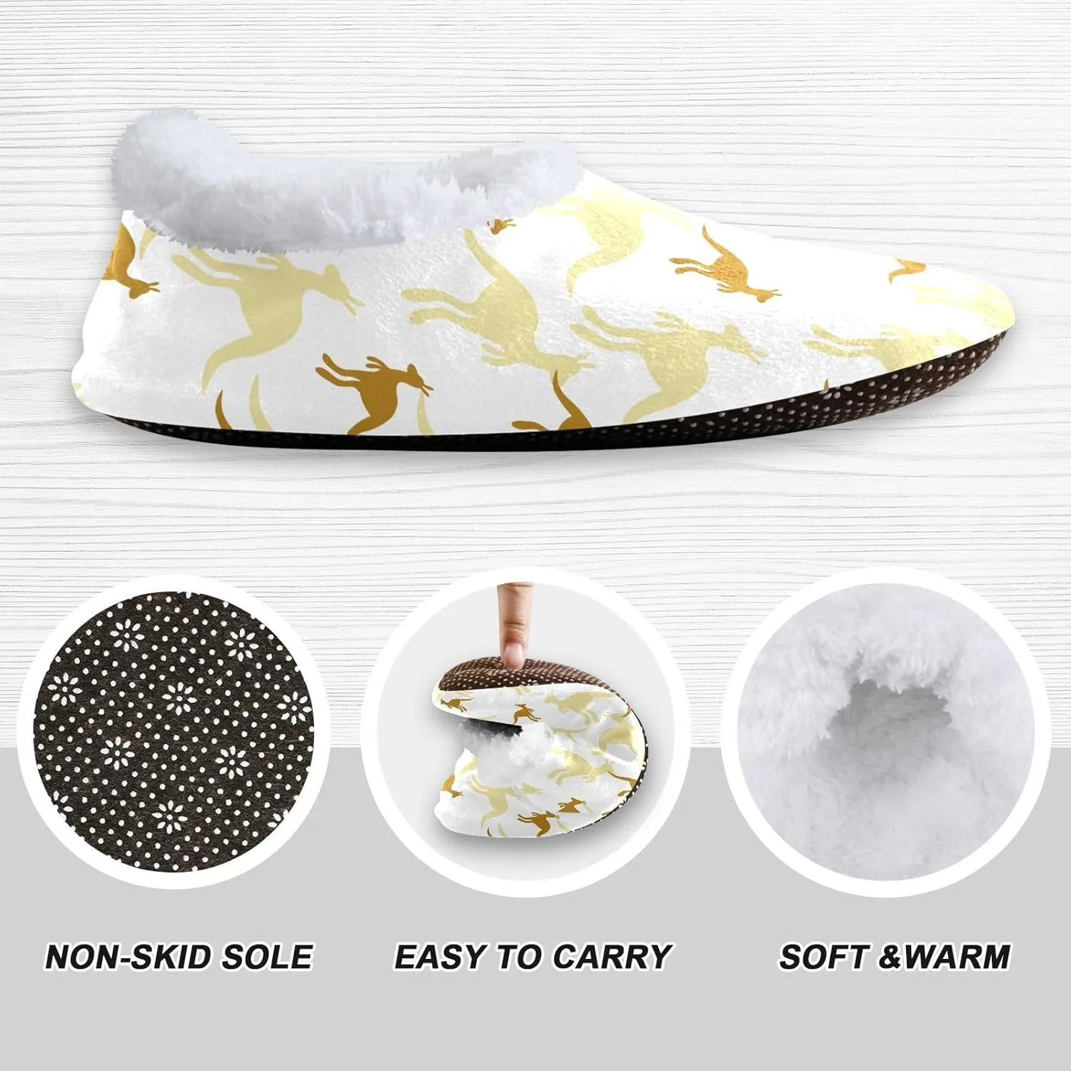 Kids Winter Slippers for Boys Girls Kangaroo Colored Animal Warm Soft Non Slip House Slippers Children Indoor