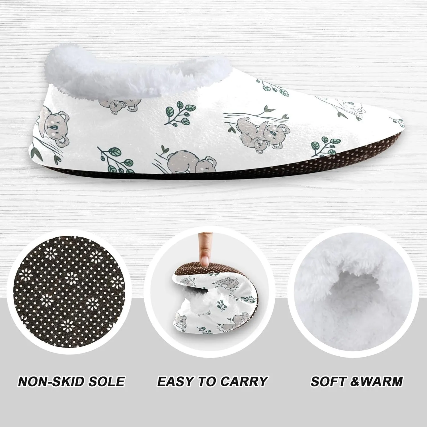 Kids Winter Slippers for Boys Girls Koala Bear Cartoon Animal Warm Soft Non Slip House Slippers Children Indoor