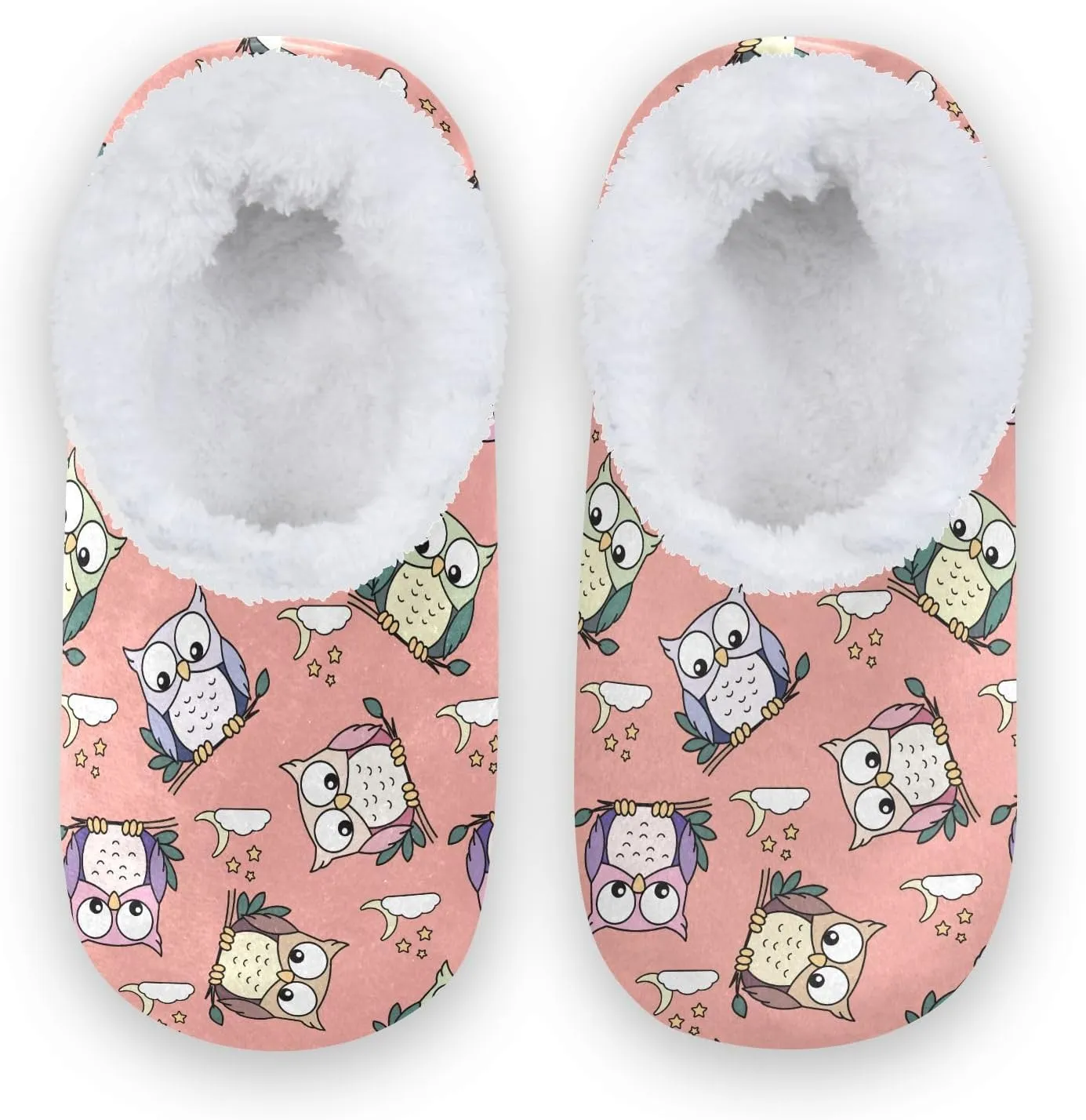 Kids Winter Slippers for Boys Girls Owl Pink Cartoon Funny Bird Warm Soft Non Slip House Slippers Children Indoor
