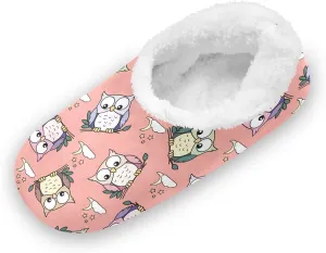 Kids Winter Slippers for Boys Girls Owl Pink Cartoon Funny Bird Warm Soft Non Slip House Slippers Children Indoor