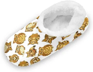 Kids Winter Slippers for Boys Girls Owls Colorful Bird Warm Soft Non Slip House Slippers Children Indoor