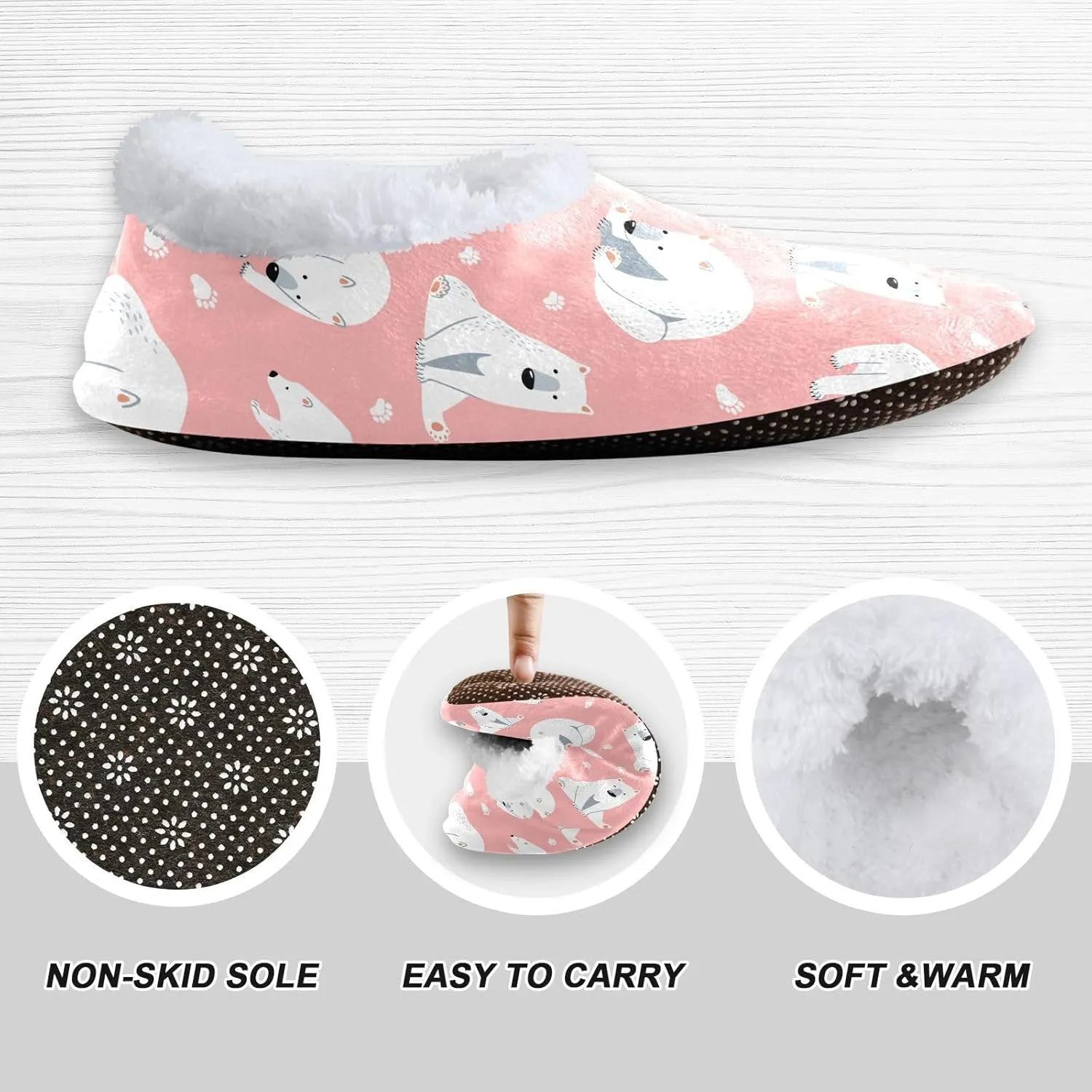 Kids Winter Slippers for Boys Girls Polar Bear Cute Animal Cartoon Warm Soft Non Slip House Slippers Children Indoor
