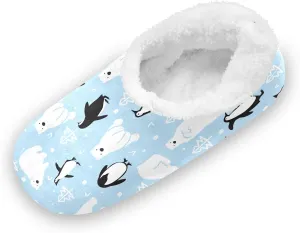Kids Winter Slippers for Boys Girls Polar Bears Penguins Cartoon Warm Soft Non Slip House Slippers Children Indoor