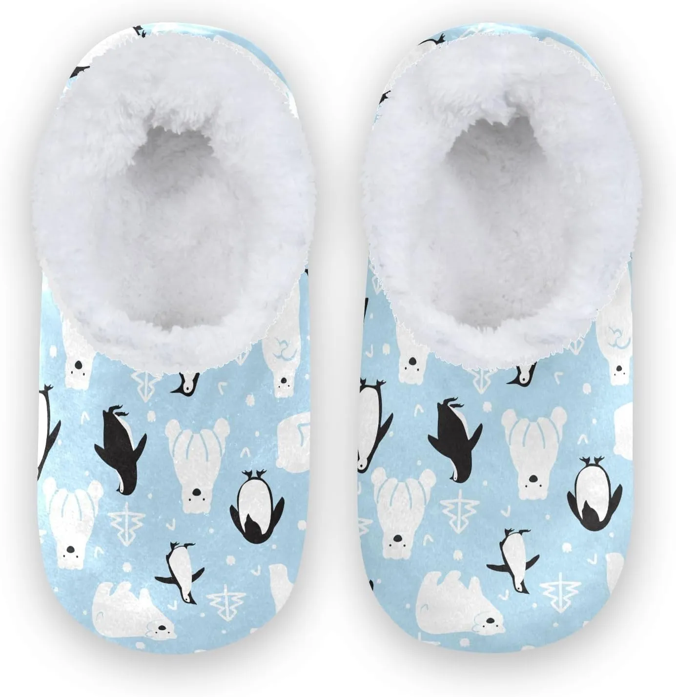 Kids Winter Slippers for Boys Girls Polar Bears Penguins Cartoon Warm Soft Non Slip House Slippers Children Indoor