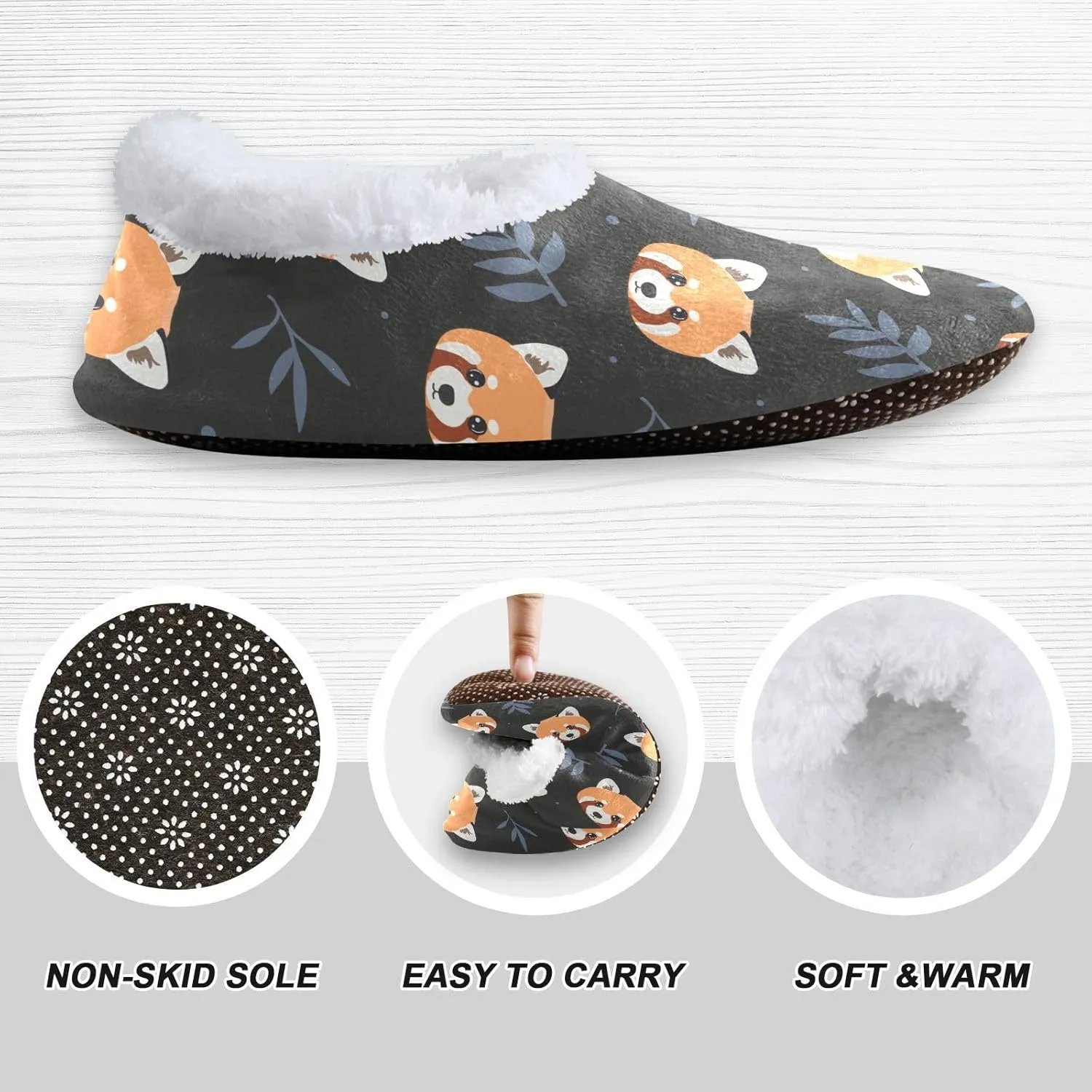 Kids Winter Slippers for Boys Girls Raccoon Panda Cartoon Animal Warm Soft Non Slip House Slippers Children Indoor