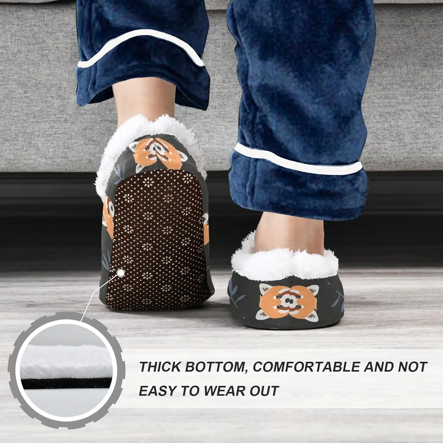 Kids Winter Slippers for Boys Girls Raccoon Panda Cartoon Animal Warm Soft Non Slip House Slippers Children Indoor