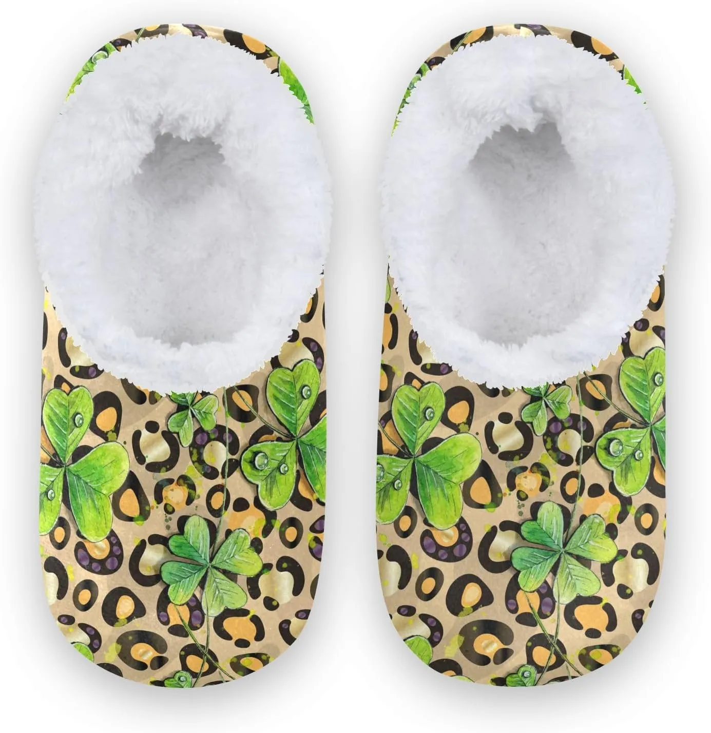 Kids Winter Slippers for Boys Girls Shamrocks Leopard Animal Print Warm Soft Non Slip House Slippers Children Indoor
