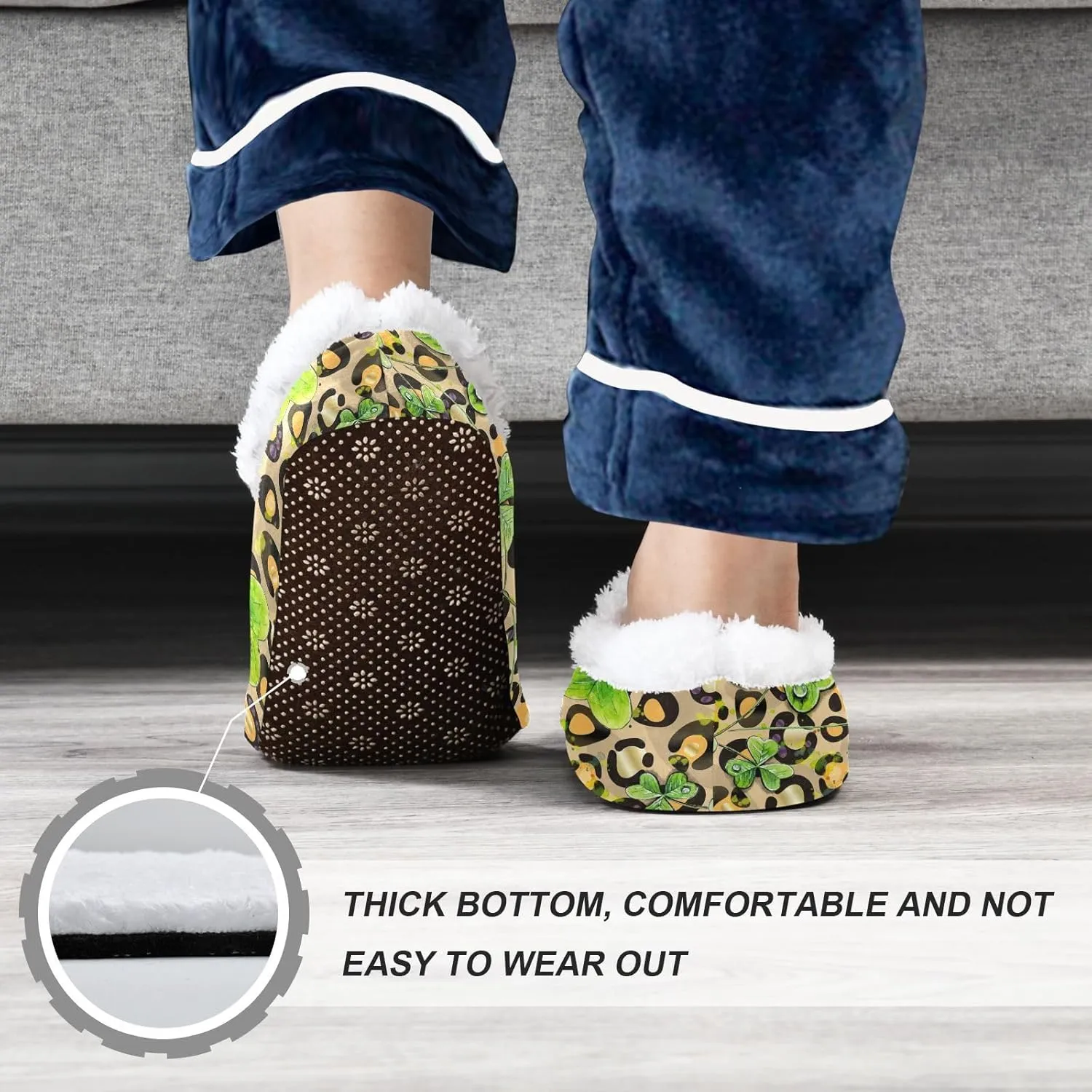 Kids Winter Slippers for Boys Girls Shamrocks Leopard Animal Print Warm Soft Non Slip House Slippers Children Indoor