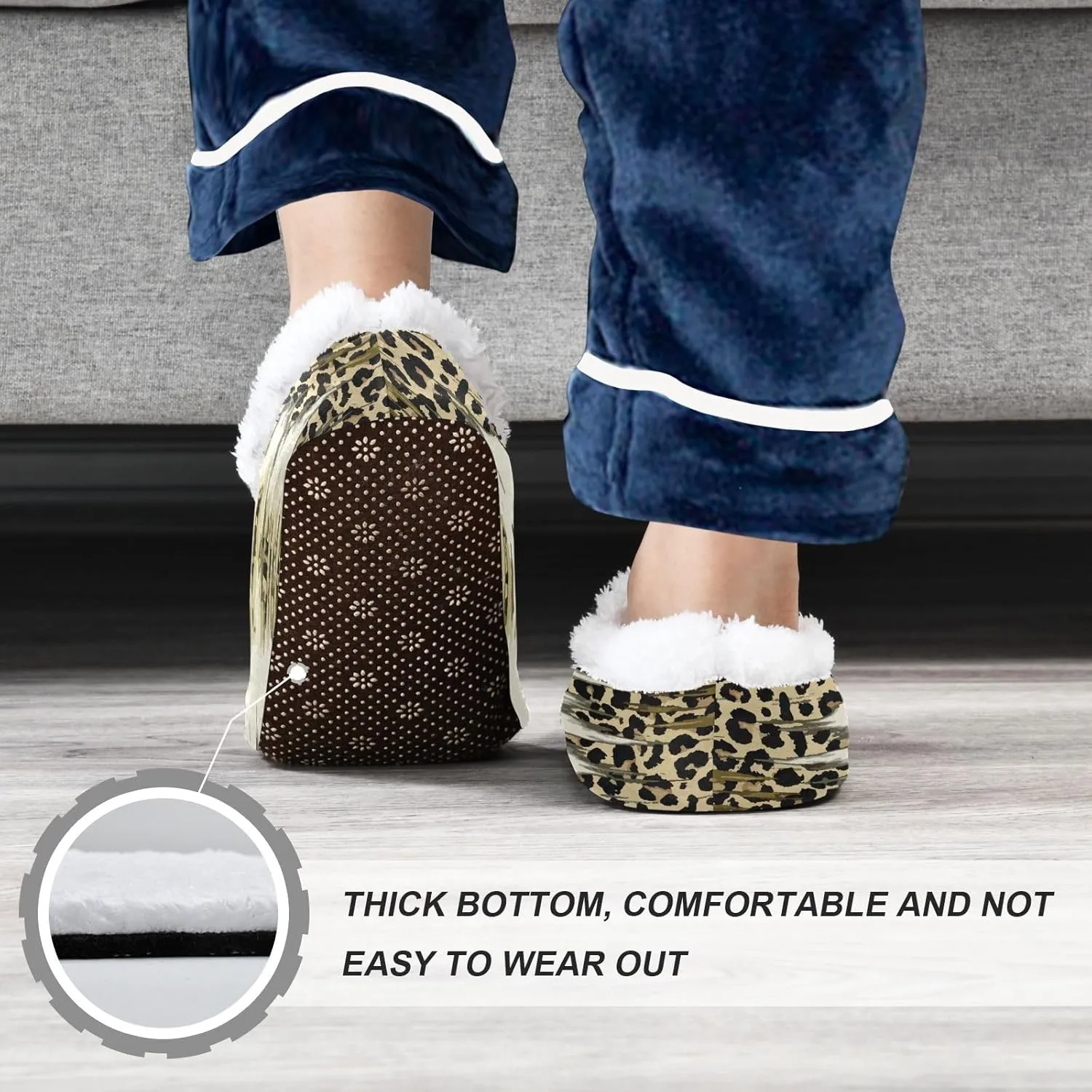 Kids Winter Slippers for Boys Girls Vintage Leopard Animal Print Warm Soft Non Slip House Slippers Children Indoor