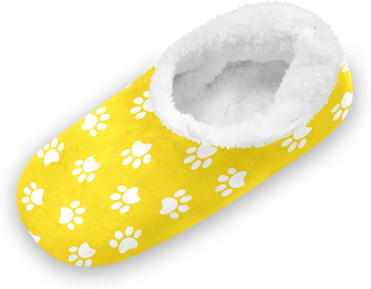 Kids Winter Slippers for Boys Girls White Paw Animal Print Warm Soft Non Slip House Slippers Children Indoor
