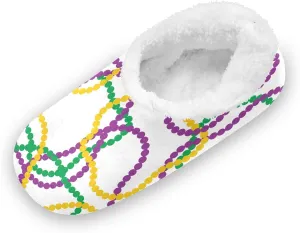 Kids Winter Slippers Mardi Gras Beads Colorful Pearl Warm Soft Non Slip House Slippers for Boys Girls Indoor
