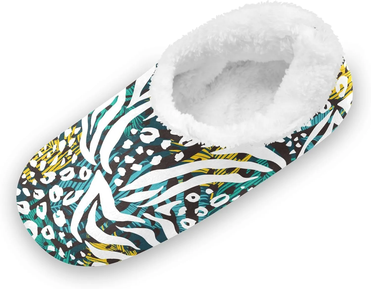 Kids Winter Slippers Palm Leaf Tiger Zebra Leopard Print Warm Soft Non Slip House Slippers for Boys Girls Indoor