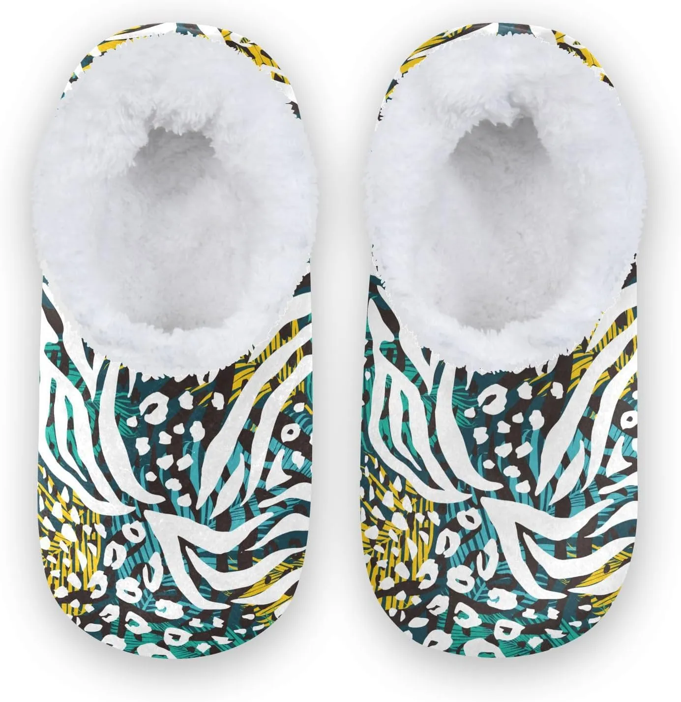 Kids Winter Slippers Palm Leaf Tiger Zebra Leopard Print Warm Soft Non Slip House Slippers for Boys Girls Indoor