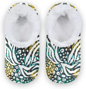 Kids Winter Slippers Palm Leaf Tiger Zebra Leopard Print Warm Soft Non Slip House Slippers for Boys Girls Indoor