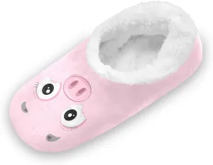 Kids Winter Slippers Pink Pig Face Cartoon Funny Animal Warm Soft Non Slip House Slippers for Boys Girls Indoor