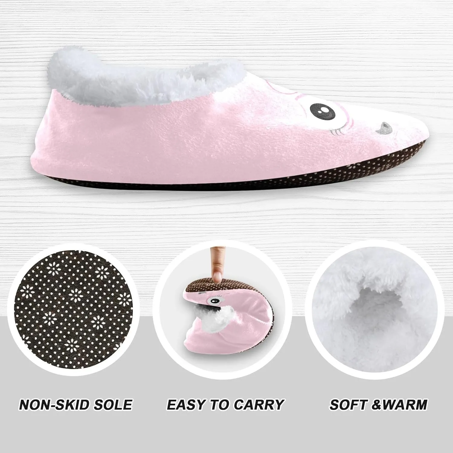 Kids Winter Slippers Pink Pig Face Cartoon Funny Animal Warm Soft Non Slip House Slippers for Boys Girls Indoor