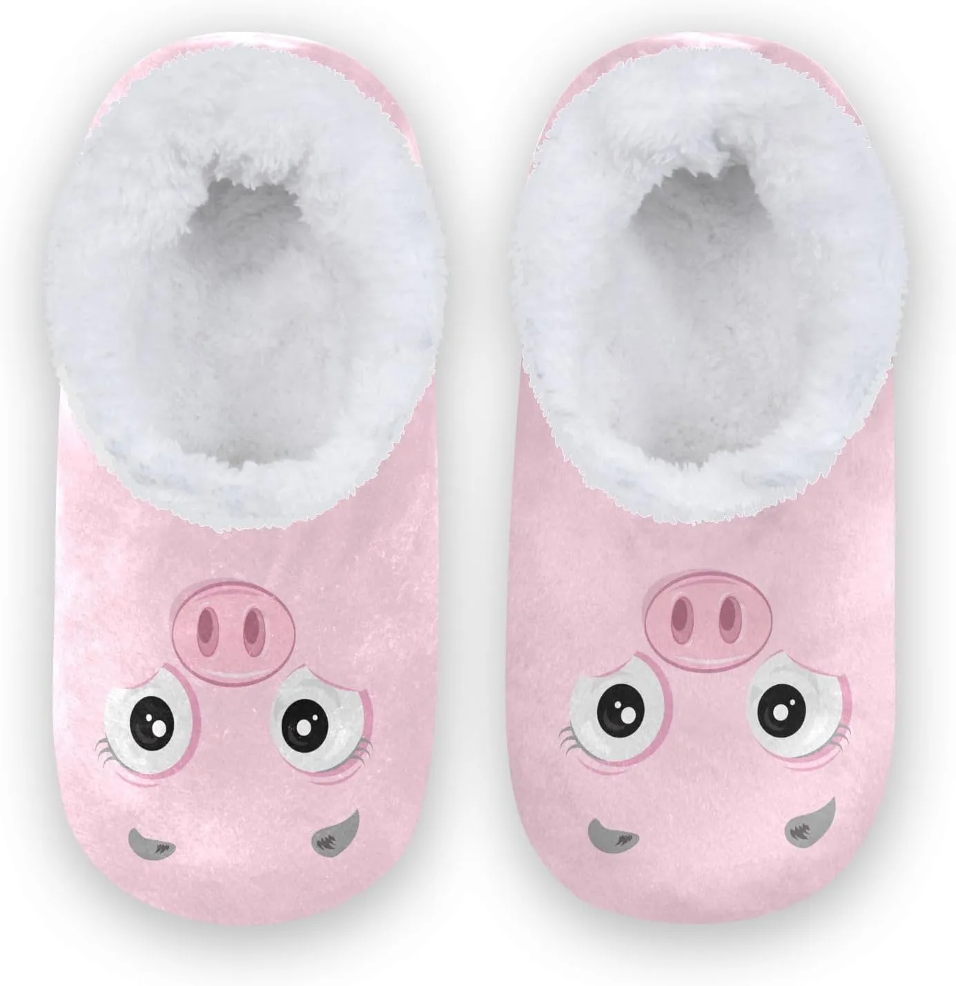 Kids Winter Slippers Pink Pig Face Cartoon Funny Animal Warm Soft Non Slip House Slippers for Boys Girls Indoor
