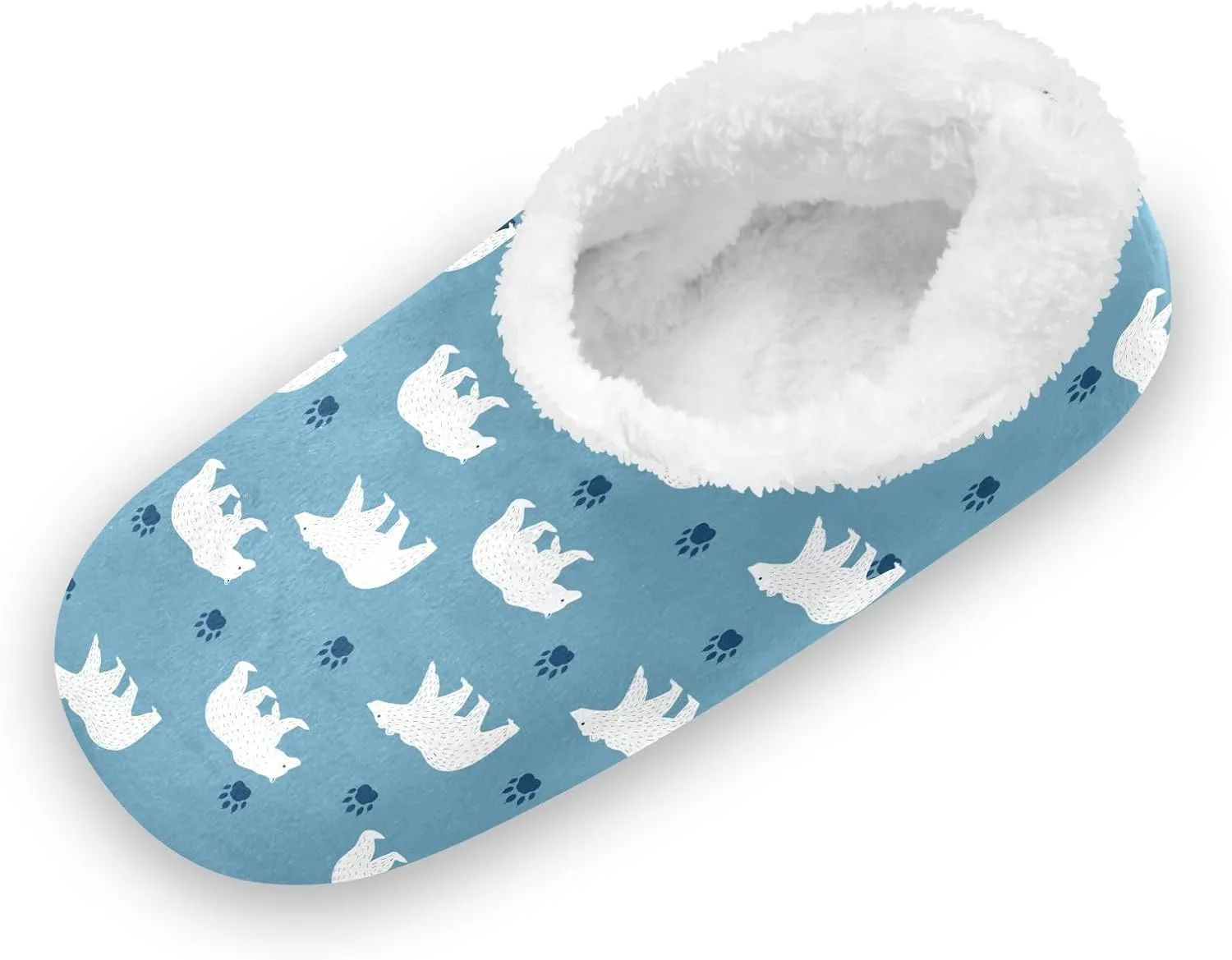 Kids Winter Slippers Polar Bear Paw White Lovely Animal Warm Soft Non Slip House Slippers for Boys Girls Indoor