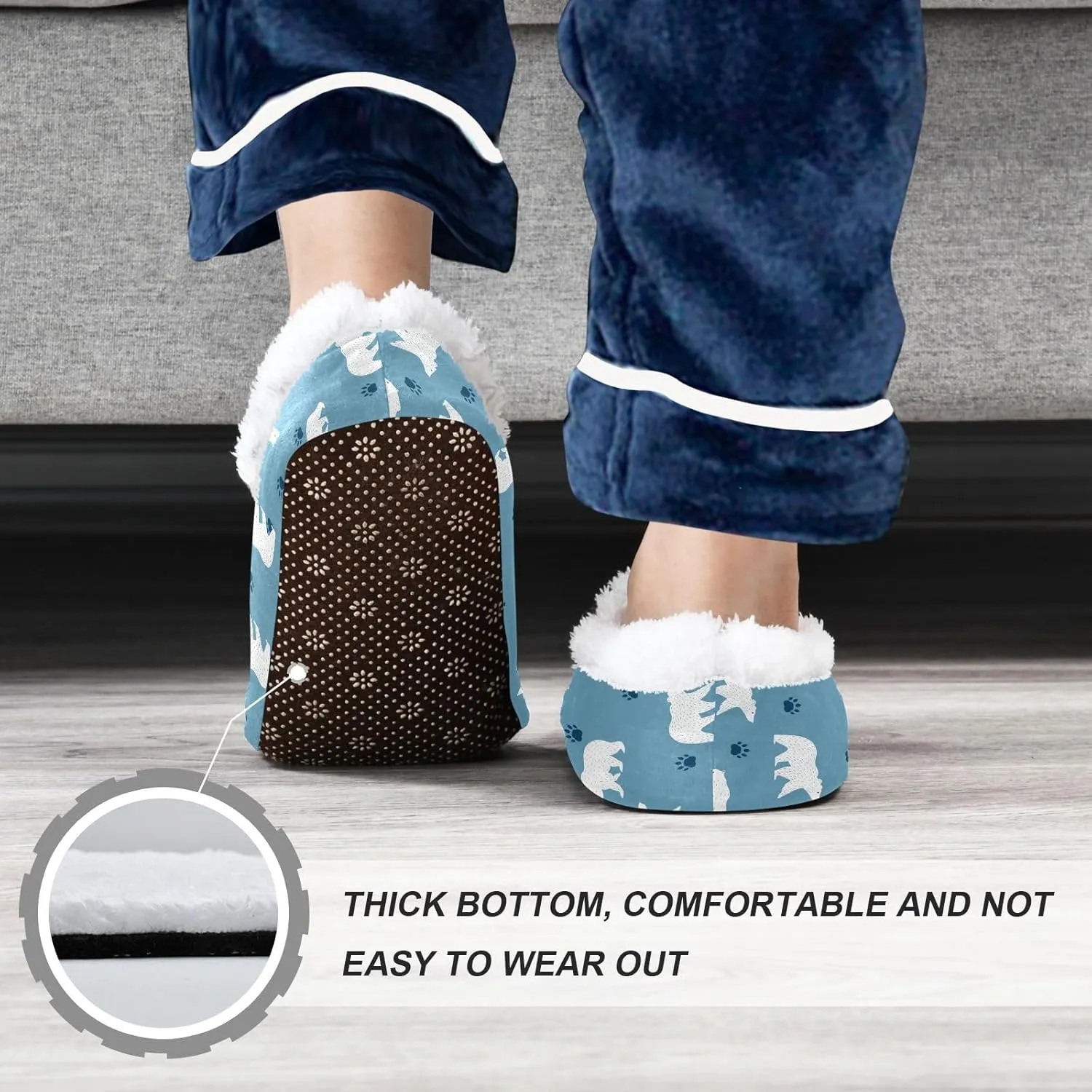 Kids Winter Slippers Polar Bear Paw White Lovely Animal Warm Soft Non Slip House Slippers for Boys Girls Indoor