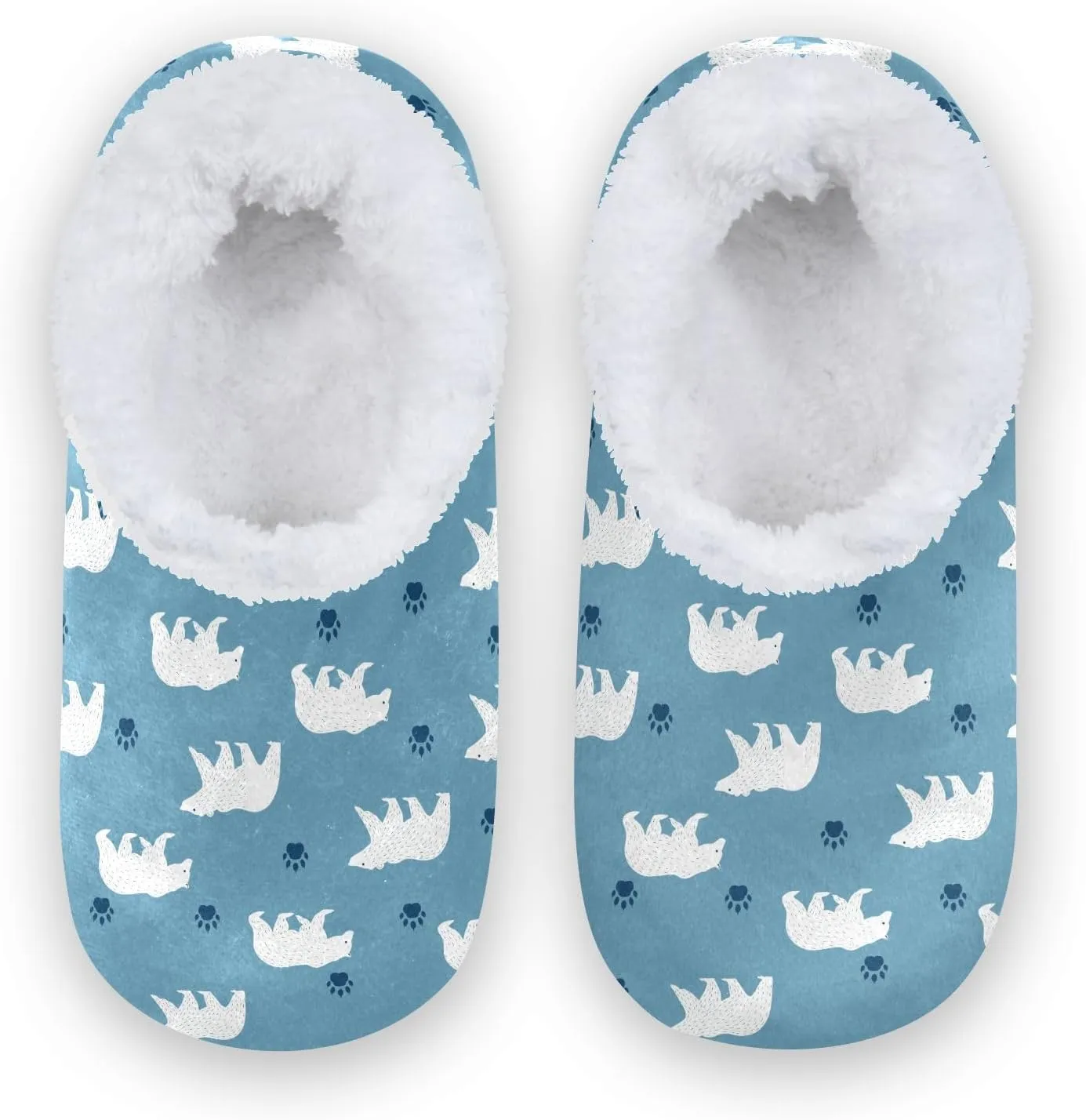 Kids Winter Slippers Polar Bear Paw White Lovely Animal Warm Soft Non Slip House Slippers for Boys Girls Indoor