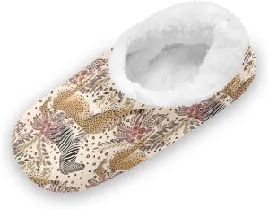 Kids Winter Slippers Retro Zebra Leopard Animal Skins Print Warm Soft Non Slip House Slippers for Boys Girls Indoor