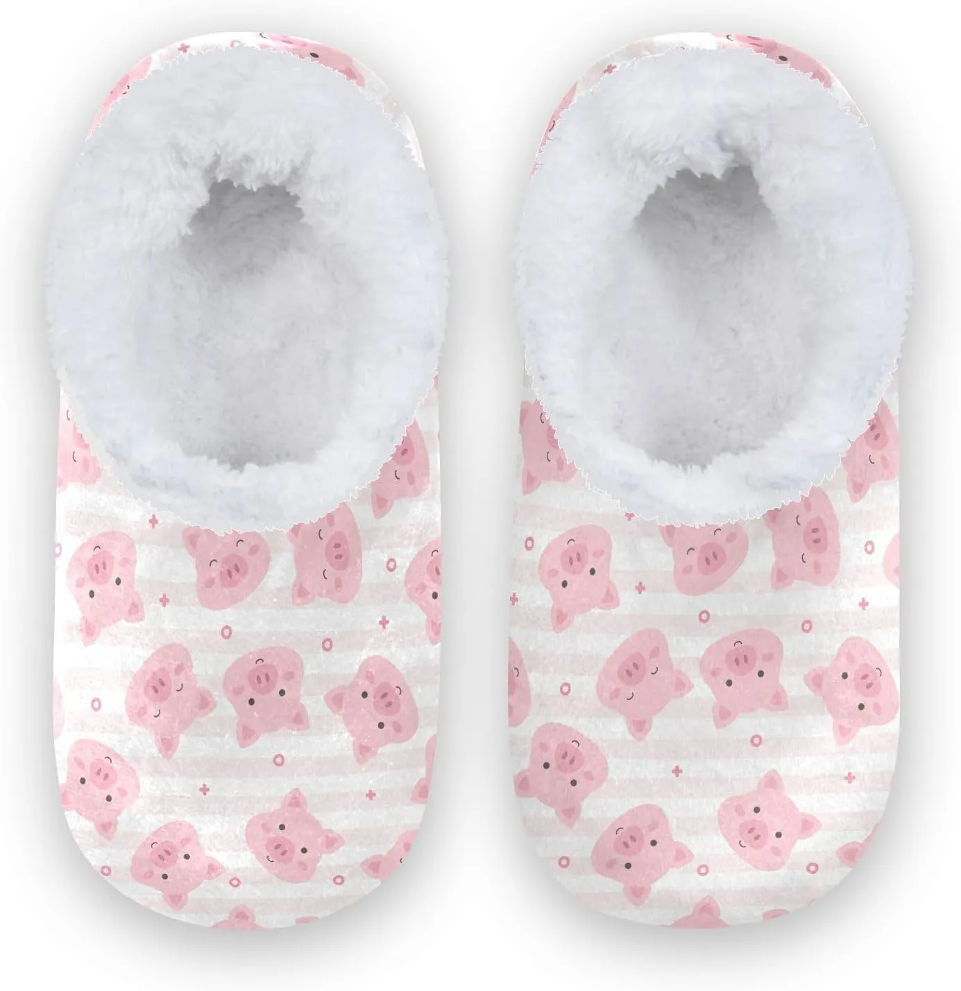 Kids Winter Slippers Seamless Cartoon Pig Pink Warm Soft Non Slip House Slippers for Boys Girls Indoor