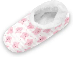 Kids Winter Slippers Seamless Cartoon Pig Pink Warm Soft Non Slip House Slippers for Boys Girls Indoor