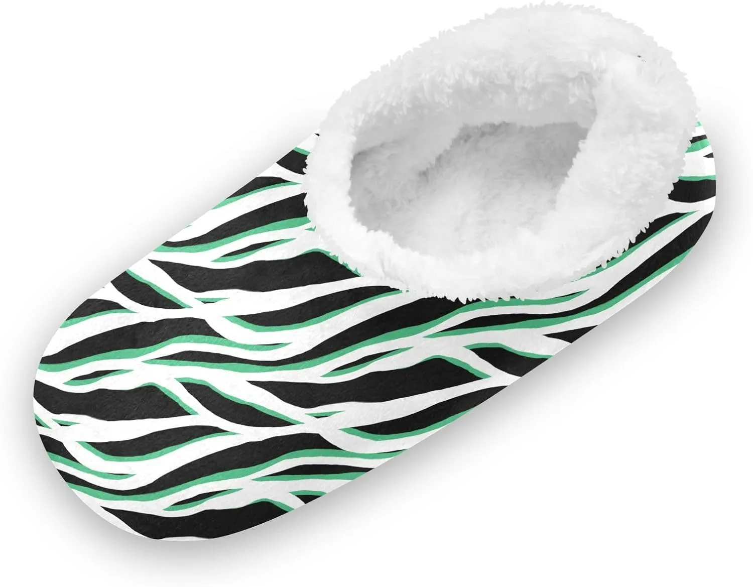 Kids Winter Slippers Stripes Lines Zebra Animal Skin Print Warm Soft Non Slip House Slippers for Boys Girls Indoor