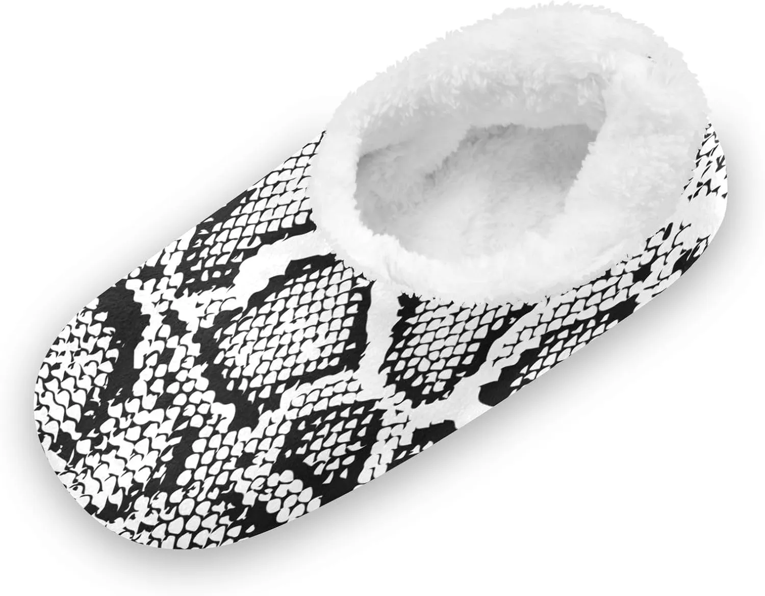 Kids Winter Slippers White Black Texture Snakes Skin Warm Soft Non Slip House Slippers for Boys Girls Indoor