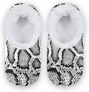 Kids Winter Slippers White Black Texture Snakes Skin Warm Soft Non Slip House Slippers for Boys Girls Indoor