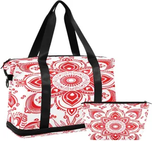 Kigai Flora Flower Travel Duffle Bag for Women & Men Waterproof Sports Tote Gym Bag Shoulder Weekender Overnight Bag Carry on Luggage Bag with Shoe Compartment