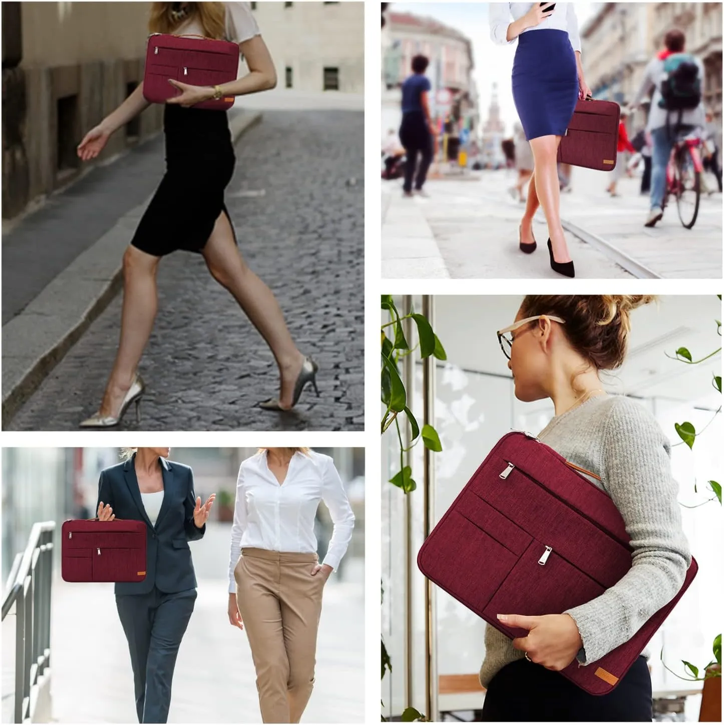KINGSLONG 15-15.6 inch Laptop Sleeve Bag, Slim Lightweight Multiple Pockets Computer Cover Notebook Ultrabooks Carrying Case fit for Acer Asus Dell Lenovo HP Toshiba, Red