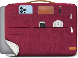 KINGSLONG 15-15.6 inch Laptop Sleeve Bag, Slim Lightweight Multiple Pockets Computer Cover Notebook Ultrabooks Carrying Case fit for Acer Asus Dell Lenovo HP Toshiba, Red
