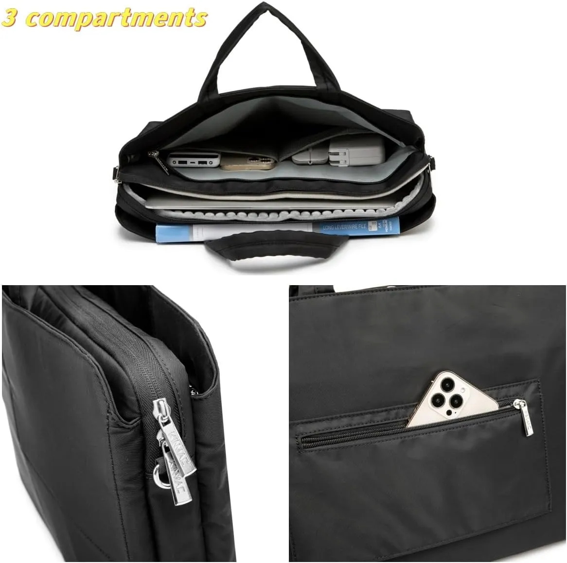 Kinmac 360° Protective Full Cushioned Muti-Compartments Laptop Shoulder Case Bag Briefcase For 16 inch HP,Lenovo,Dell,ASUS,Acer Ultrabook and Business Laptop (Black)