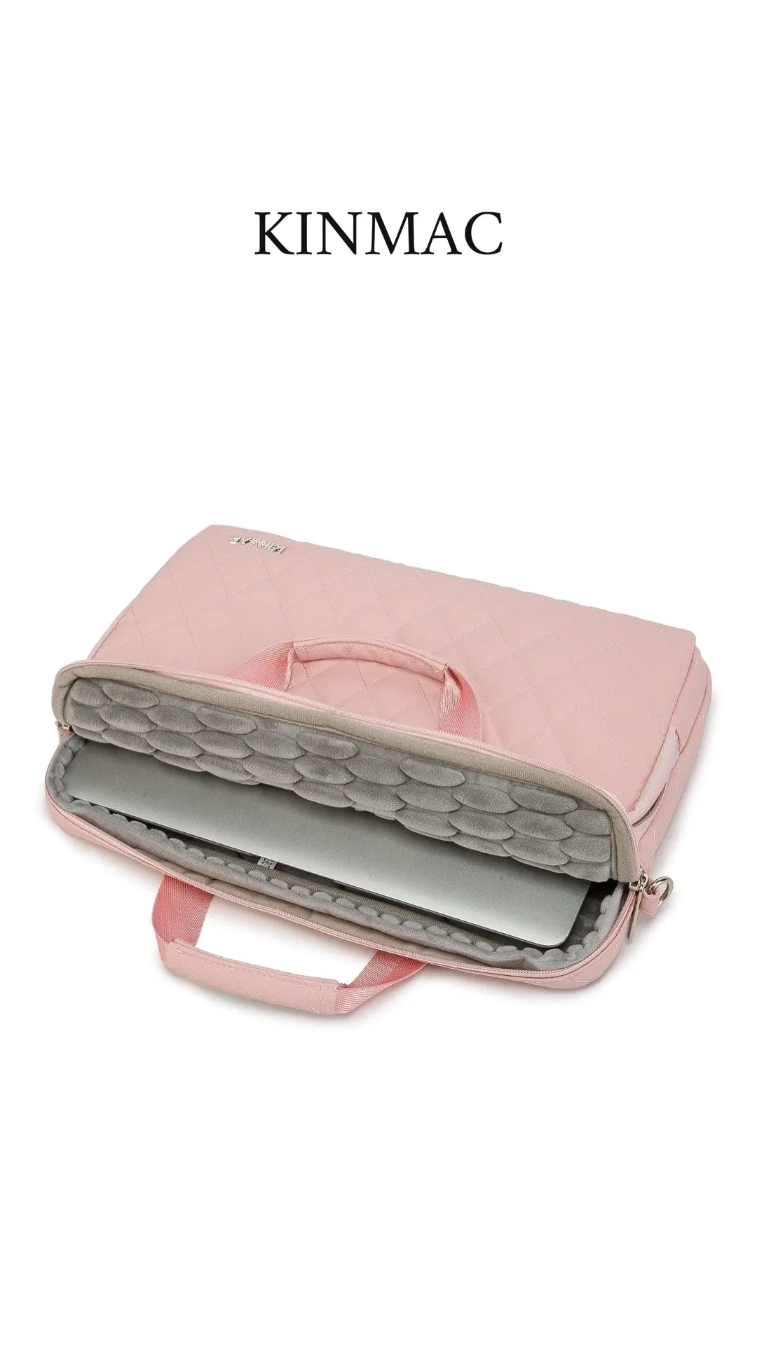 Kinmac 360° Super shockproof  14 Inch Laptop Shoulder Bag ( Eva Bubble protection, Waterproof Fabric, Luggage Strap, Extra Pockets) - Pink