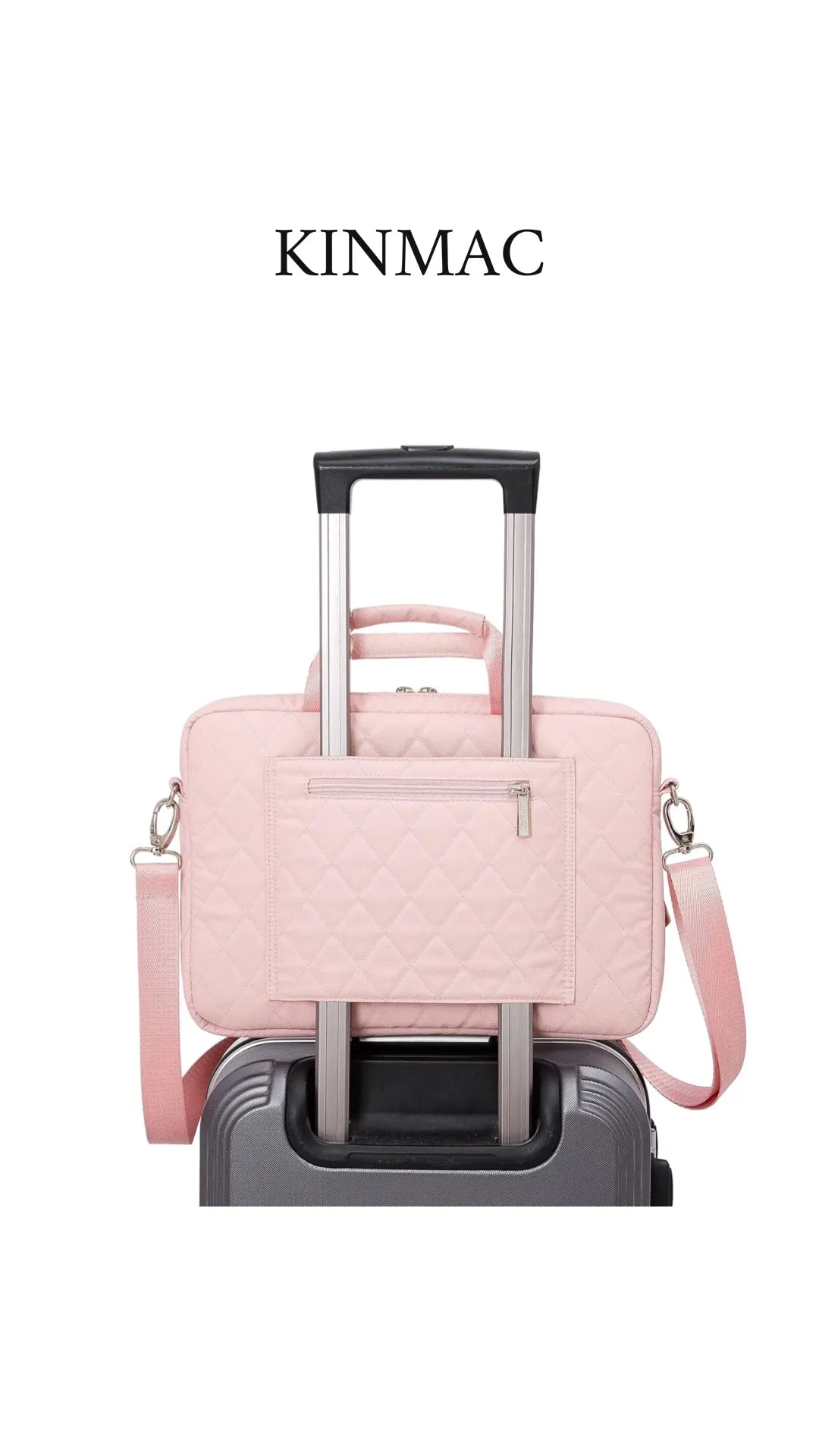 Kinmac 360° Super shockproof  14 Inch Laptop Shoulder Bag ( Eva Bubble protection, Waterproof Fabric, Luggage Strap, Extra Pockets) - Pink