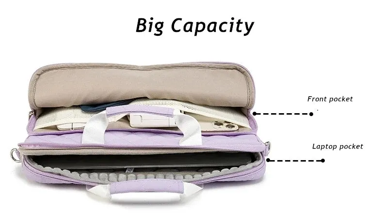 Kinmac 360° Super shockproof  14 Inch Laptop Shoulder Bag ( Eva Bubble protection, Waterproof Fabric, Luggage Strap, Extra Pockets) - Pink