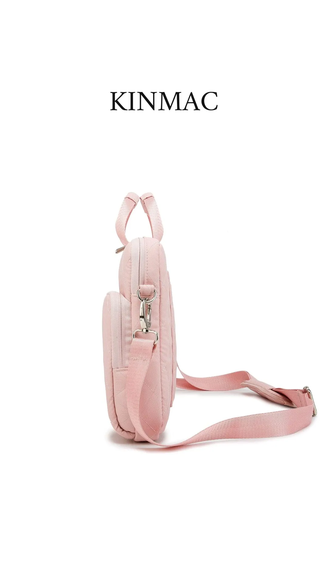 Kinmac 360° Super shockproof  14 Inch Laptop Shoulder Bag ( Eva Bubble protection, Waterproof Fabric, Luggage Strap, Extra Pockets) - Pink