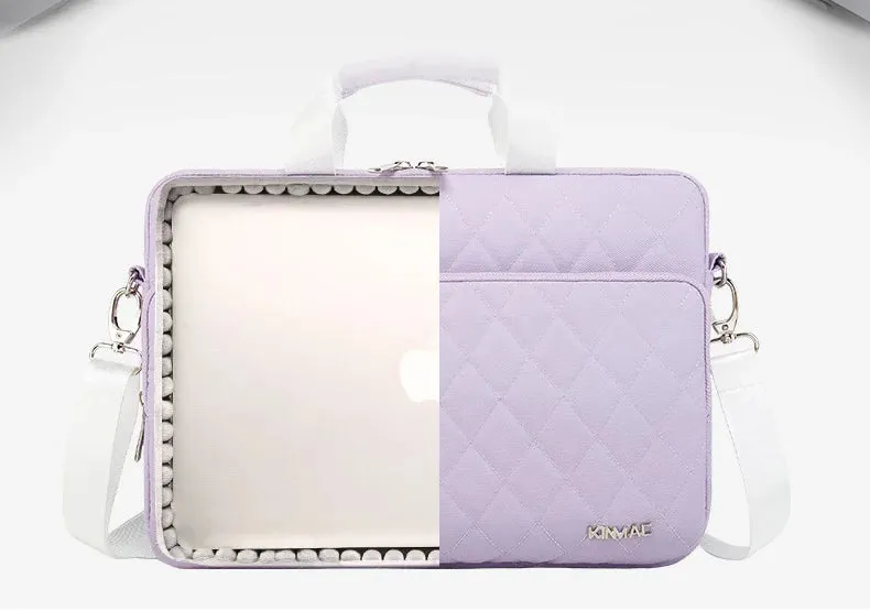 Kinmac 360° Super shockproof  14 Inch Laptop Shoulder Bag ( Eva Bubble protection, Waterproof Fabric, Luggage Strap, Extra Pockets) - Pink