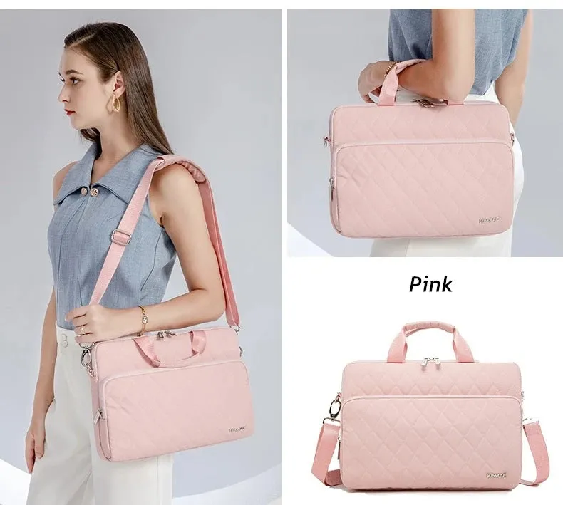 Kinmac 360° Super shockproof  14 Inch Laptop Shoulder Bag ( Eva Bubble protection, Waterproof Fabric, Luggage Strap, Extra Pockets) - Pink