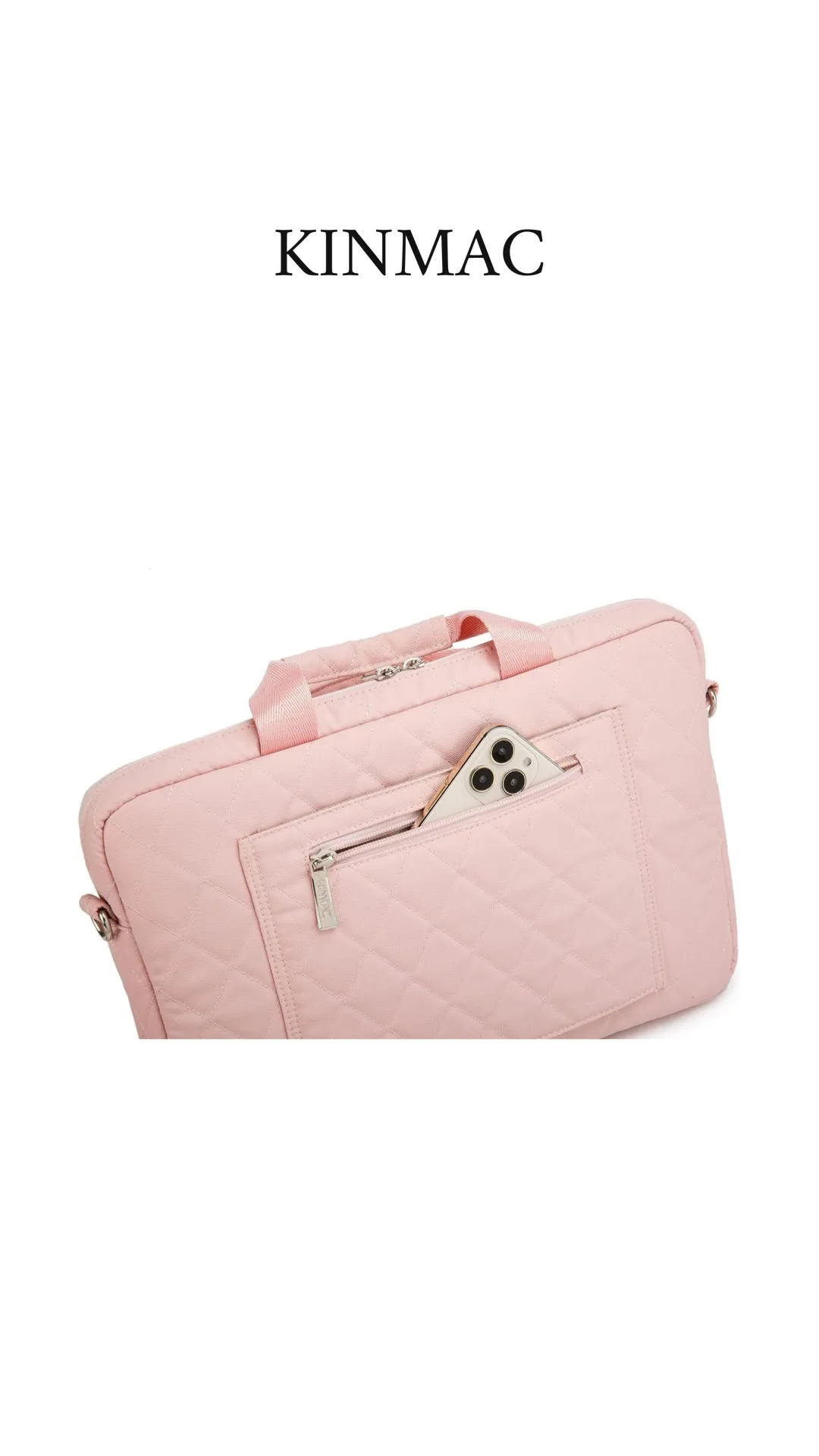 Kinmac 360° Super shockproof  14 Inch Laptop Shoulder Bag ( Eva Bubble protection, Waterproof Fabric, Luggage Strap, Extra Pockets) - Pink