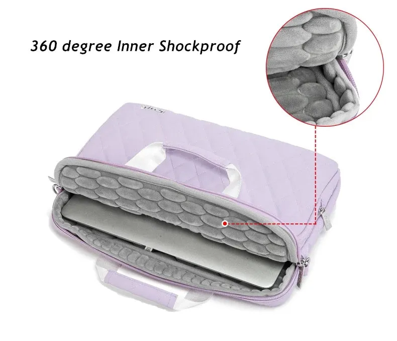 Kinmac 360° Super shockproof  14 Inch Laptop Shoulder Bag ( Eva Bubble protection, Waterproof Fabric, Luggage Strap, Extra Pockets) - Pink