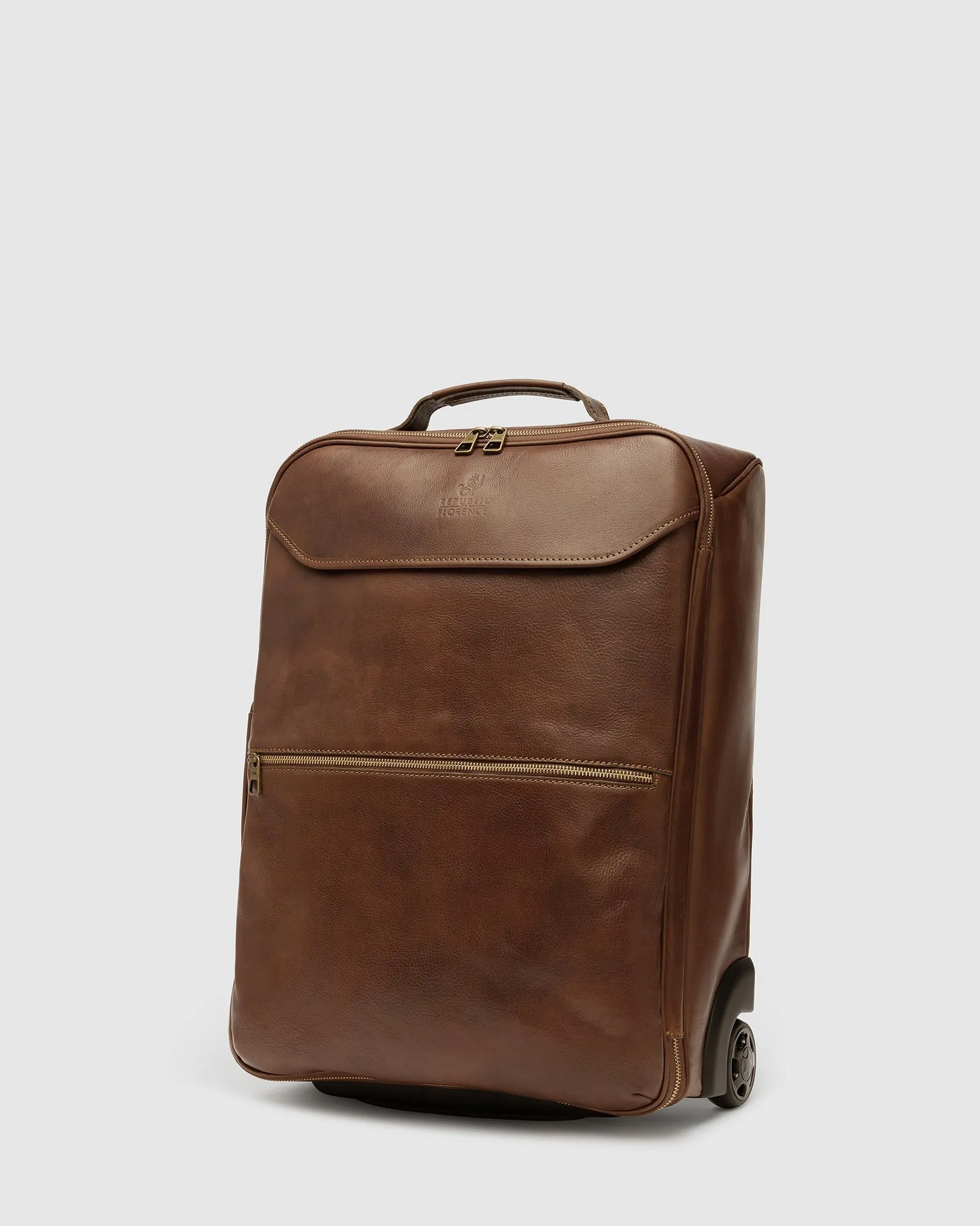 Kino Matt Brown - Wheeled Leather Trolley Case