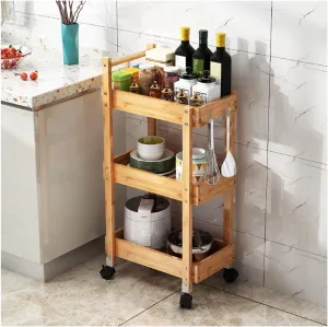 Kitchen Storage Cabinets MDF Rack Bedroom Kitchen Trolley Home Storage Rack Removable Bathroom Wheeled Trolley Living Room Shelf Kitchen Shelves