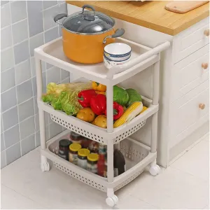 Kitchen Storage Rack Kitchen Rack Floor-to-ceiling Trolley Multi-layer Vegetable Basket and Fruit Storage Basket Locker with Wheeled Mobile Trolley Storage Shelves (Color : 3 layers) (3 Layers )