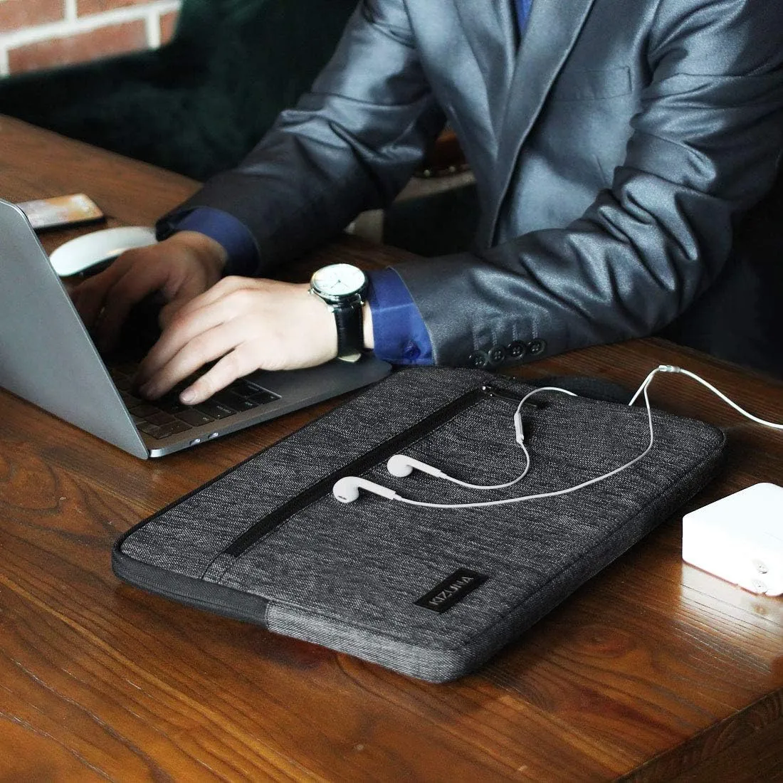 KIZUNA Laptop Sleeve Case 15.6 Inch Water-Resistant Computer Carrying Bag for MacBook Pro 16 M1 M2 Max 2023/Dell XPS 15/HP Envy x360 15/16" Lenovo IdeaPad Flex 5i/LG gram 15/HUAWEI MateBook D 16, Grey