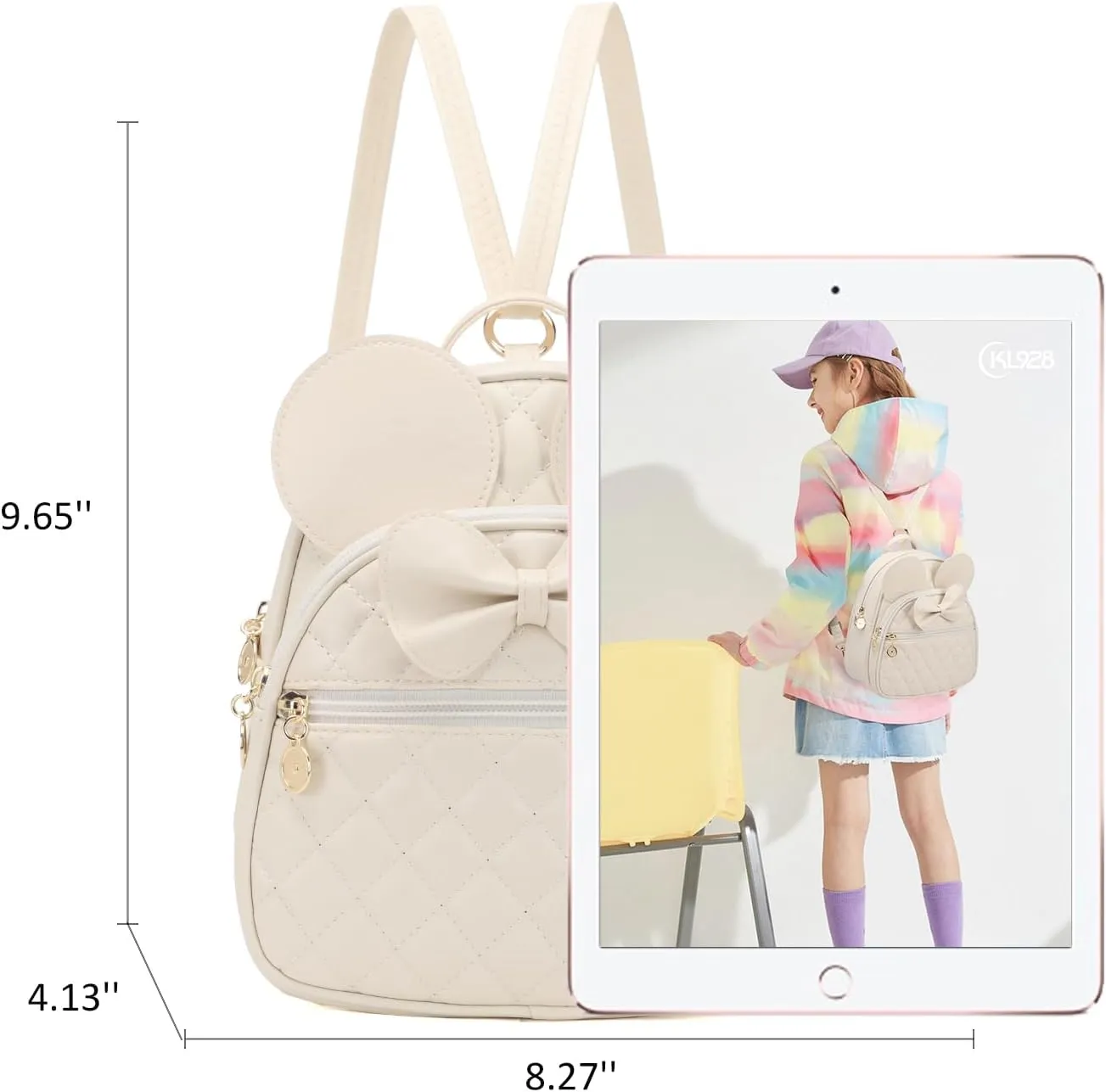 KL928 Girls Bowknot Polka Dot Cute Mini Backpack Small Daypacks Convertible Shoulder Bag Purse for Women