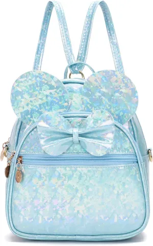 KL928 Girls Bowknot Polka Dot Cute Mini Backpack Small Daypacks Convertible Shoulder Bag Purse for Women