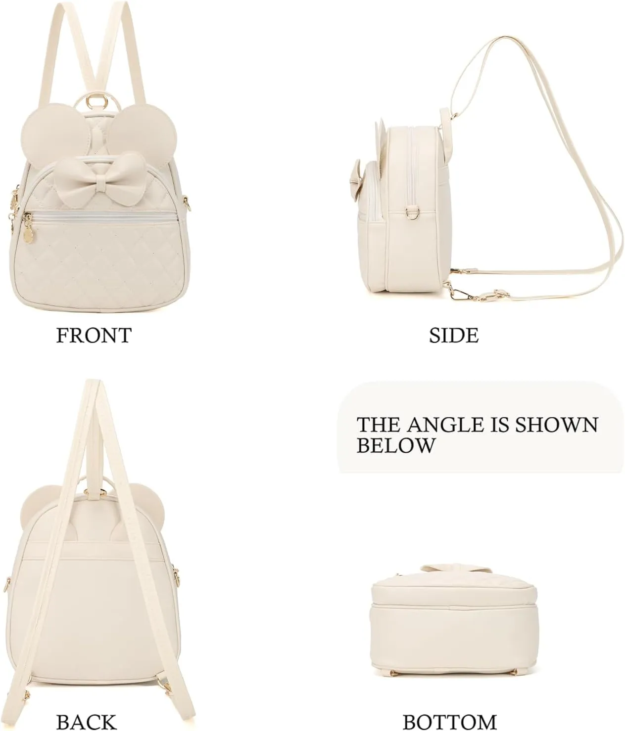 KL928 Girls Bowknot Polka Dot Cute Mini Backpack Small Daypacks Convertible Shoulder Bag Purse for Women